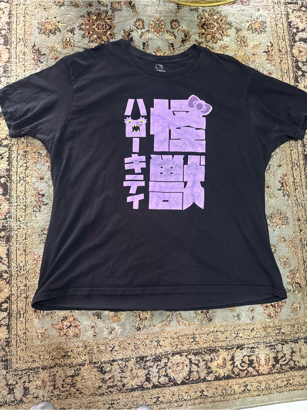 Sanrio Hello Kitty Black and White Printed Neckline Label Tee